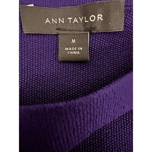 Ann Taylor Size M Purple Knit Sweater Long Sleeve Fringe at Cuff & Hem Viscose - Picture 5 of 5